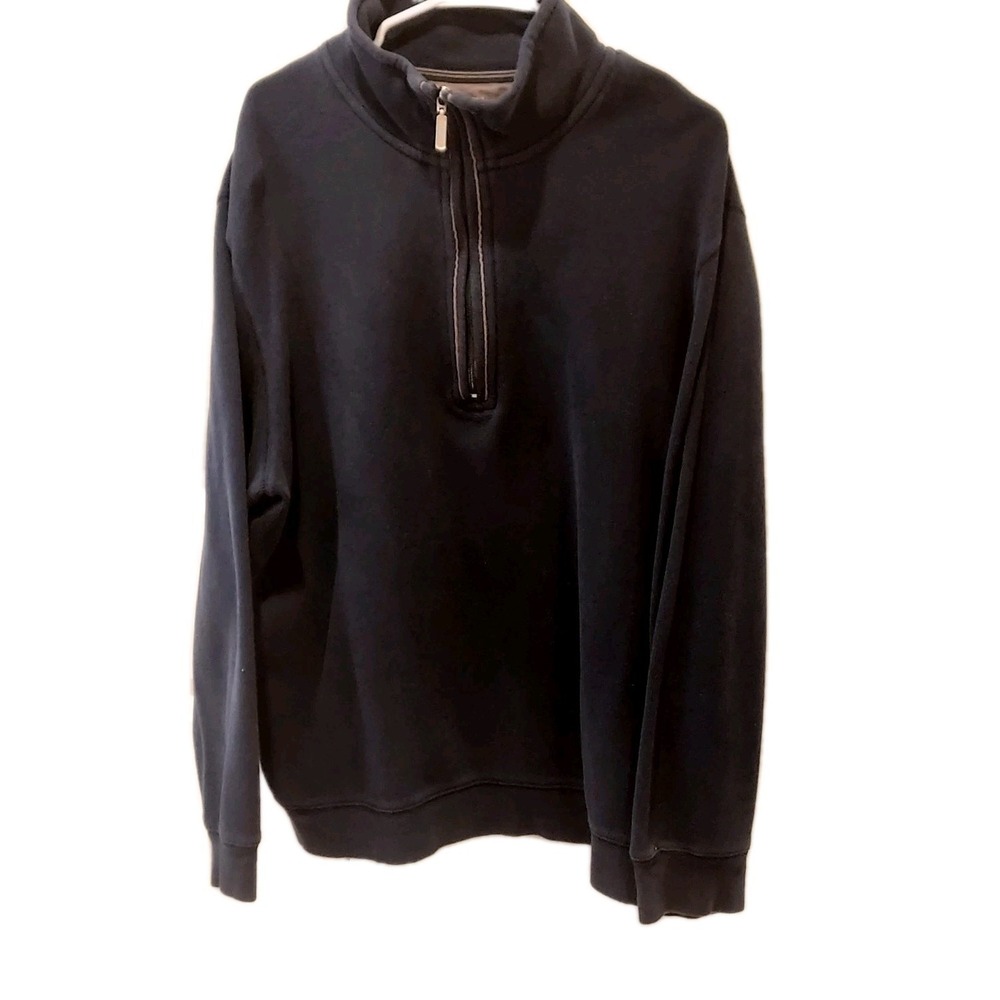 Sweater Mens XL Blue Ribbed Quarter Zip  Cotton Pullover Cozy weekend casual